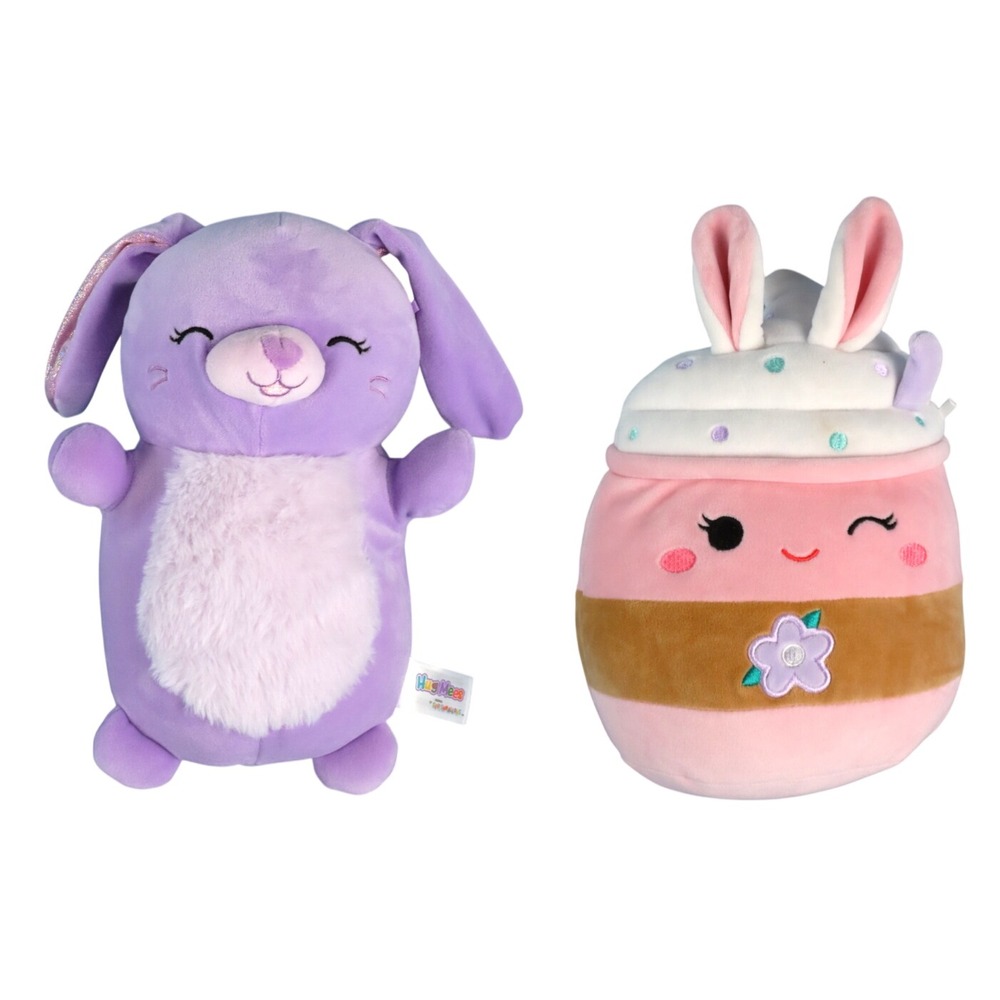 SQUISHMALLOWS Kelly Toys SUEY THE MILKSHAKE Bunny Ears & HUG MEES BUBBLE Lot/2